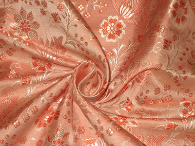 Silk Brocade fabric Orange & Gold 44" wide BRO141[3]