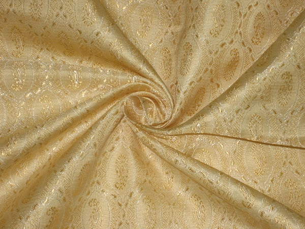 Silk Brocade fabric Cream &amp; Light Gold 44&quot;