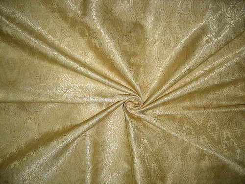 Silk Brocade Fabric Light Gold &amp; Cream 44&quot;BRO140[5]