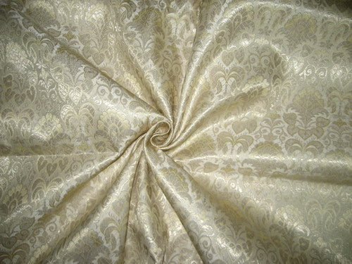Spun Silk Brocade Fabric Gold,Metallic Gold &amp; Cream 44&quot;