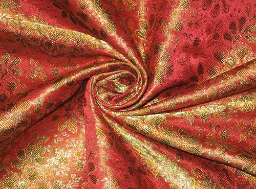 Silk Brocade Fabric Multi color &amp; Metallic Gold BRO108[3]