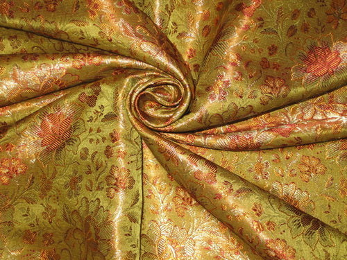 Silk Brocade Fabric Multi color & Metallic Gold 44" wide BRO108[1]
