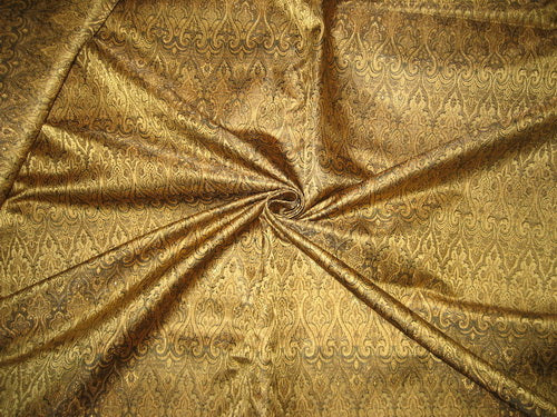 Silk Brocade Fabric Gold &amp; Black Victorian 44&quot;