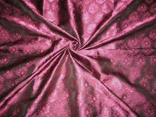 Silk Brocade Fabric Pinkish Aubergine with Black Shot 44&quot;