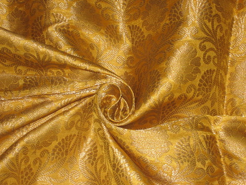 Pretty Silk Brocade Fabric Metallic Gold &amp; Mustard color 44&quot;