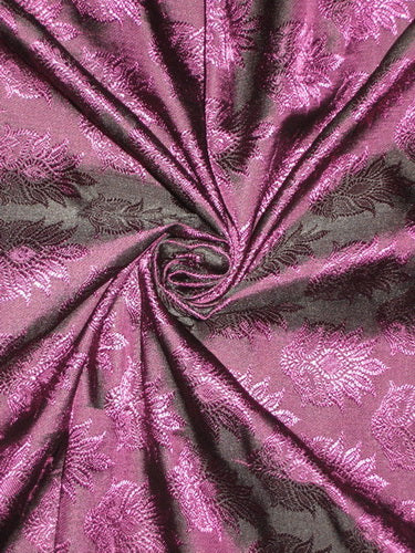 Silk Brocade Fabric Aubergine with Black Shot 44&quot;