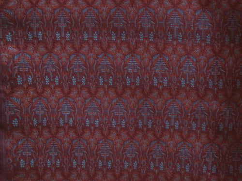Silk Brocade Vestment Fabric Rust,Blue & Maroon color 44" wide BRO152[6]