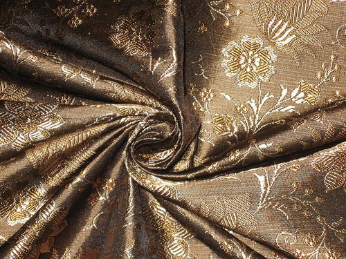 Silk Brocade Fabric Black, Brown & Gold 44" wide BRO21[5]