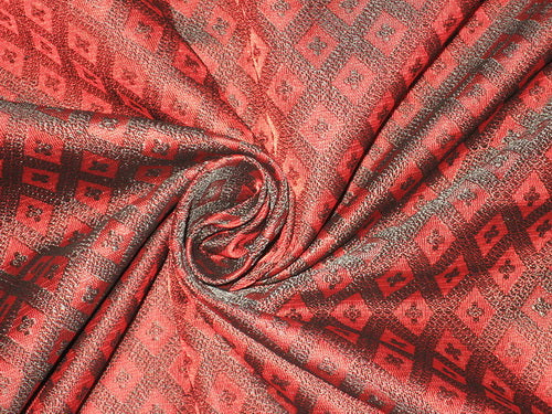 Silk Brocade fabric Dark Red & Black 44" wide BRO154[4]