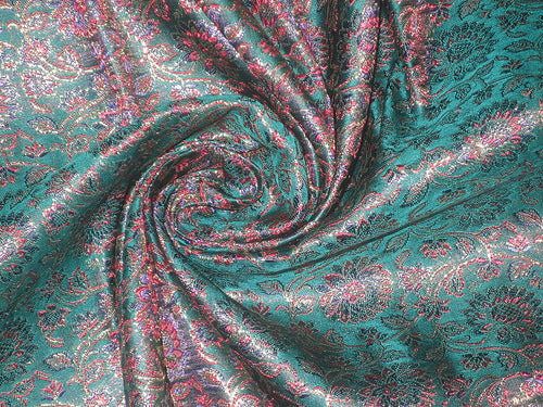 Silk brocade fabric Green, Pink, Purple & Gold 44" wide BRO38[2]