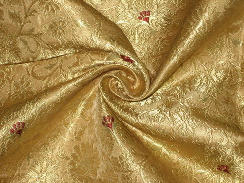 Heavy Silk Brocade Fabric Metallic Gold, Red & Gold color44" wide BRO74[2]