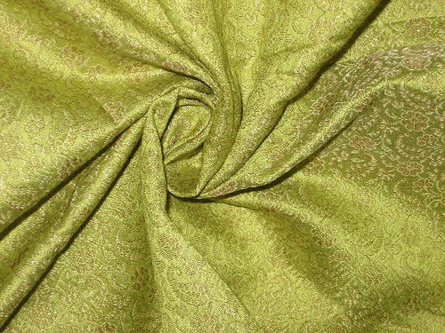 Spun Silk Brocade fabric Lime Green Color BRO67[1]