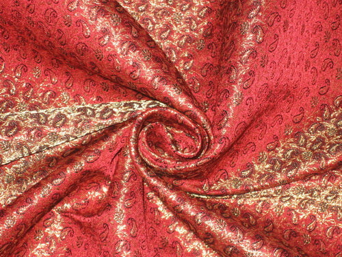 Silk Brocade fabric Metallic Gold,Red & Black 44" wide BRO148[3]