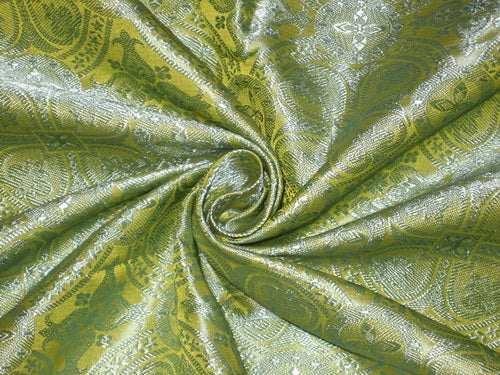 Silk Brocade fabric Lime & Blue Vestment Design 44" wide BRO123[4]