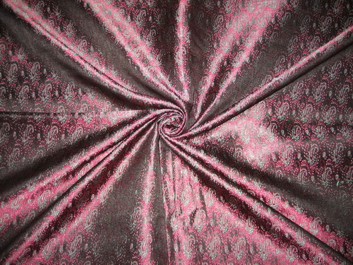 Silk Brocade fabric Pink ,Black & Blue Color 44" wide BRO156[2]