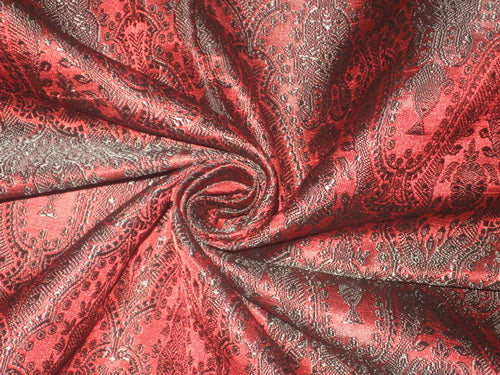 Silk Brocade fabric Red & Black Color 44" wide BRO151[3]