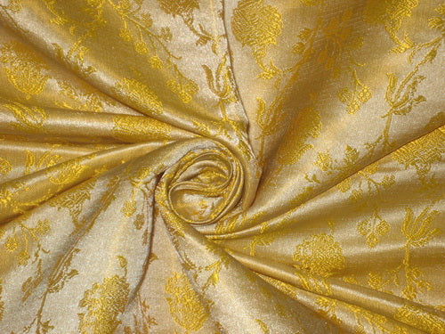 Silk Brocade fabric Yellow & Faint Blue Color 44" wide BRO89[4]