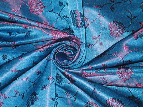 Silk Brocade fabric Blue & Dark Purple color 44" wide BRO233[2]