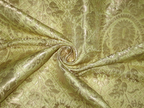 Heavy Silk Brocade Fabric Metallic Gold &amp; yellow Gold