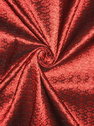 Spun Silk Brocade fabric Deep Red Color BRO128[4]