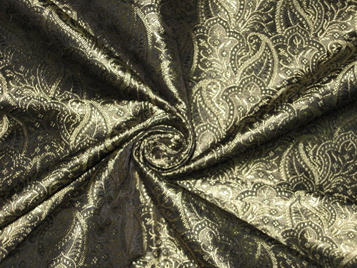 SILK BROCADE FABRIC Gold & Black colour 44" wide BRO160[6]