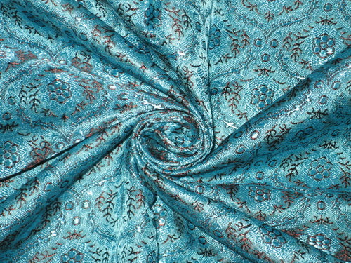 Silk Brocade fabric Blue color 44" wide BRO162[4]