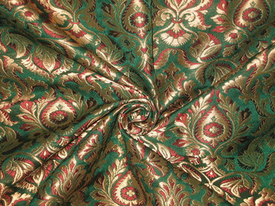 Silk Brocade Fabric Green, Red & Metallic Gold 44" WIDE BRO169[1]