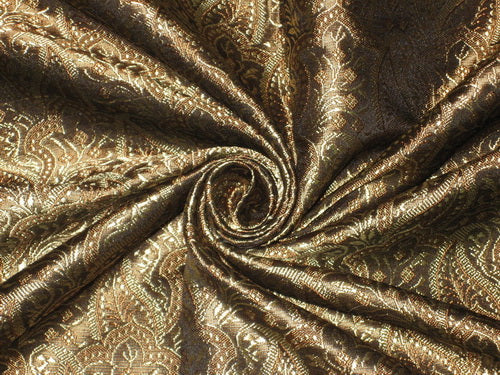 Silk Brocade fabric black, brown & gold colour 44"wide BRO158[3]