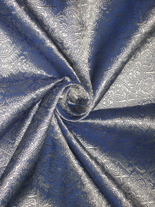 Silk Brocade Vestment Fabric Blue & Ivory color 44" wide BRO172[2]
