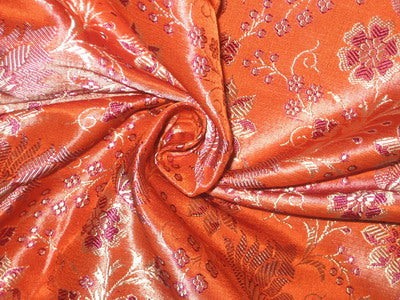 Silk Brocade fabric Orange,Purple &amp; Gold 44" wide BRO21[3]