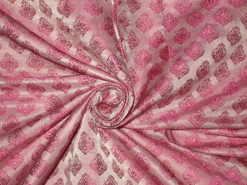 Silk Brocade Light Pink &amp; Pink 44&quot;
