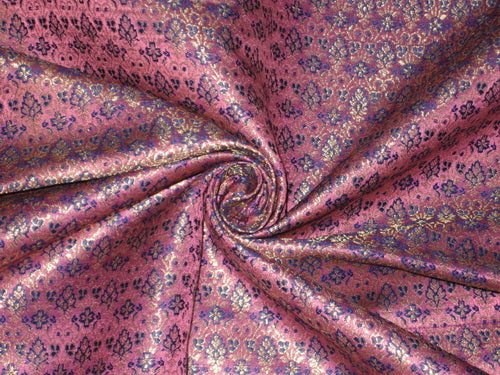 SILK BROCADE FABRIC Pink,Purple &amp; Gold colour 44&quot;