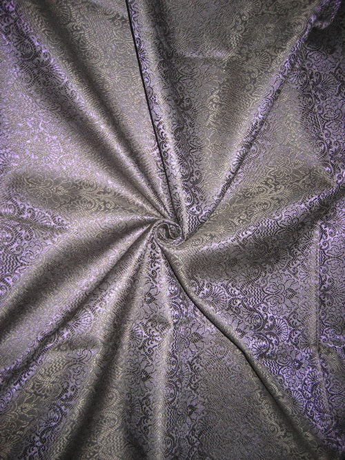 Brocade Fabric Purple,Black &amp; Metallic 44&quot;