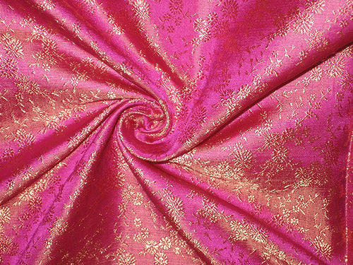 Pure Silk brocade fabric Pink &amp; Gold colour*