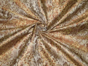 Silk Brocade fabric Brown &amp; Gold Colour 44&quot;*