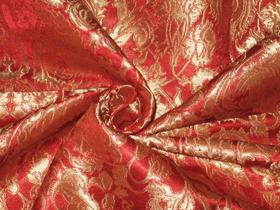 Pure Heavy Silk Brocade Fabric Red & Gold 44" wide BRO96[2]