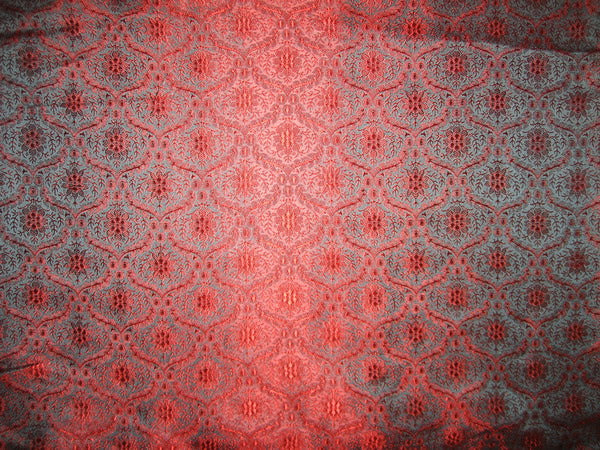 SILK BROCADE FABRIC Red &amp; Blue color 44&quot;
