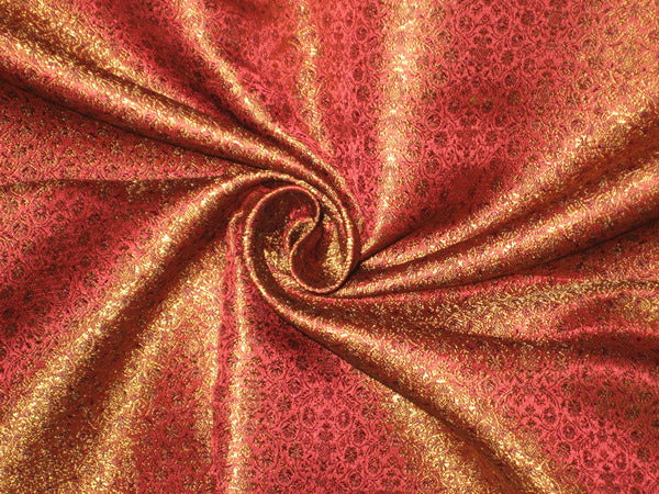 Pure Silk Brocade Fabric Rust,Copper & Purple color 44" wide BRO94[5]
