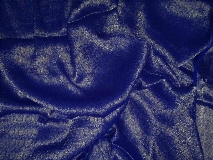 Silk Georgette Fabric royal blue with Subtle Metallic Gold jacquardMIXBKA [8119]