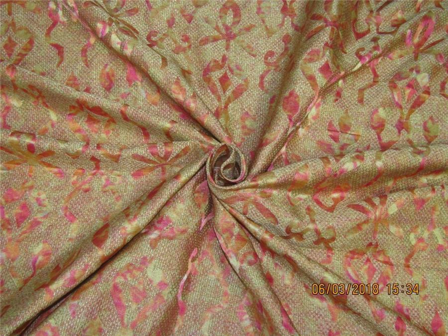 Heavy Silk shaded brocade pink x metallic gold 36&quot;