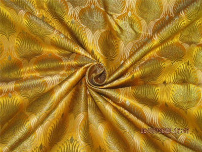 Silk Brocade Fabric mustard x metallic gold color 36" wide BRO571[2]