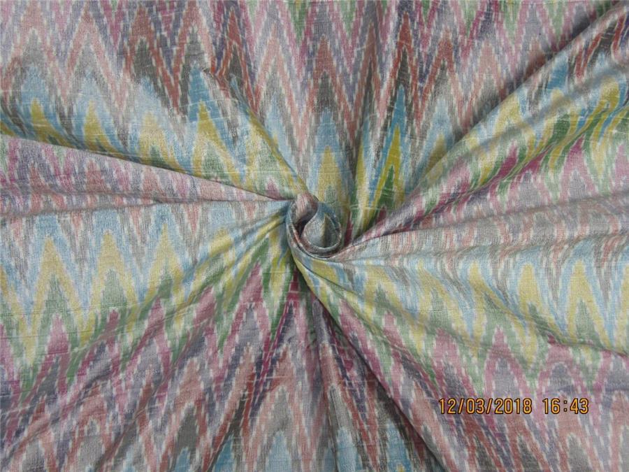 100% pure silk dupion ikat fabric multi colour 44" wide DUP_IKAT_8371