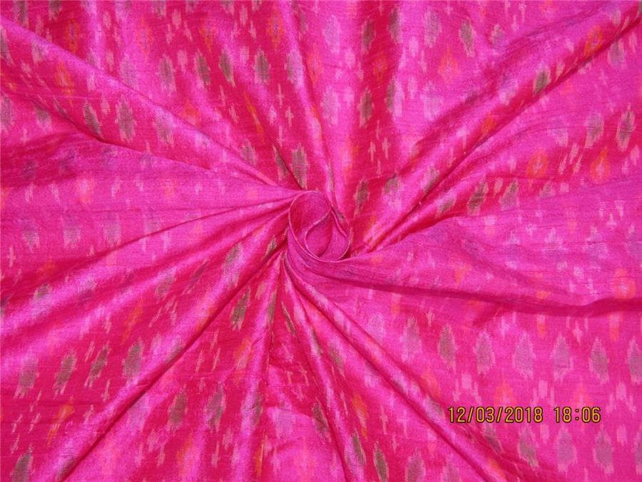 100% pure silk dupion ikat fabric pink color 44" wide DUP_IKAT_8381