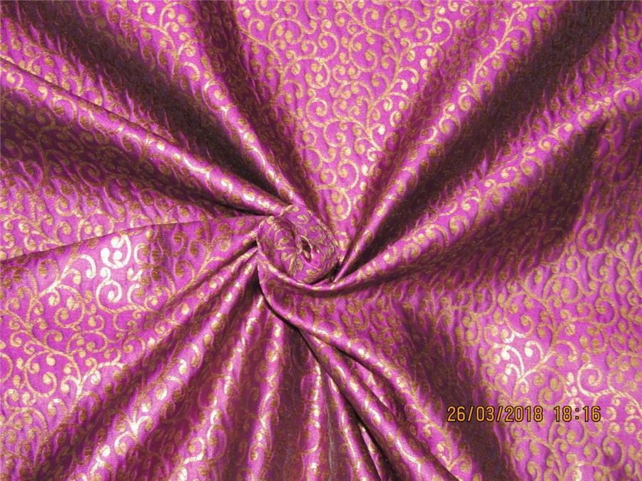 Reversible Brocade Fabric Aubergine x gold Color 44&quot;