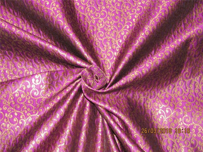 Reversible Brocade Fabric Aubergine x gold Color 44&quot;