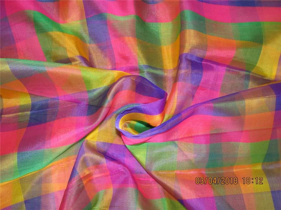 silk organza checks multi color 44" wide [8435]