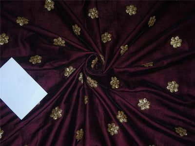 Iridescent Embroidered Aubergine Micro Velvet Fabric ~ 44&quot; wide[8285]