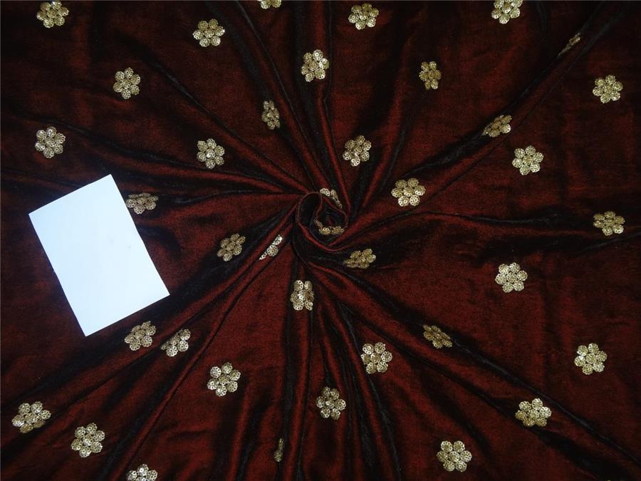 Iridescent Embroidered Maroon Micro Velvet Fabric ~ 44&quot; wide[8286]
