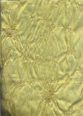 Silk Dupioni 44&quot;~pistachio green beaded embroidery