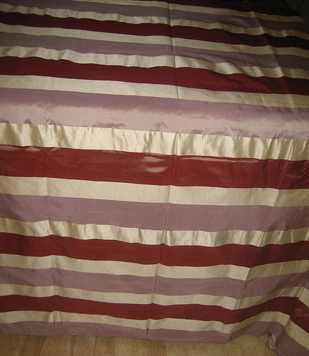 SILK TAFFETA FABRIC multi colour horizontal stripes 54" wide TAF#S89[3]